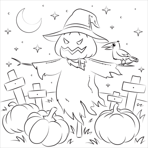 Scarecrow coloring page free printable coloring pages