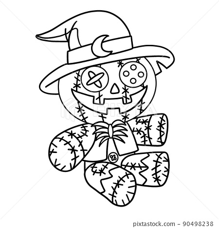 Scarecrow halloween isolated coloring page