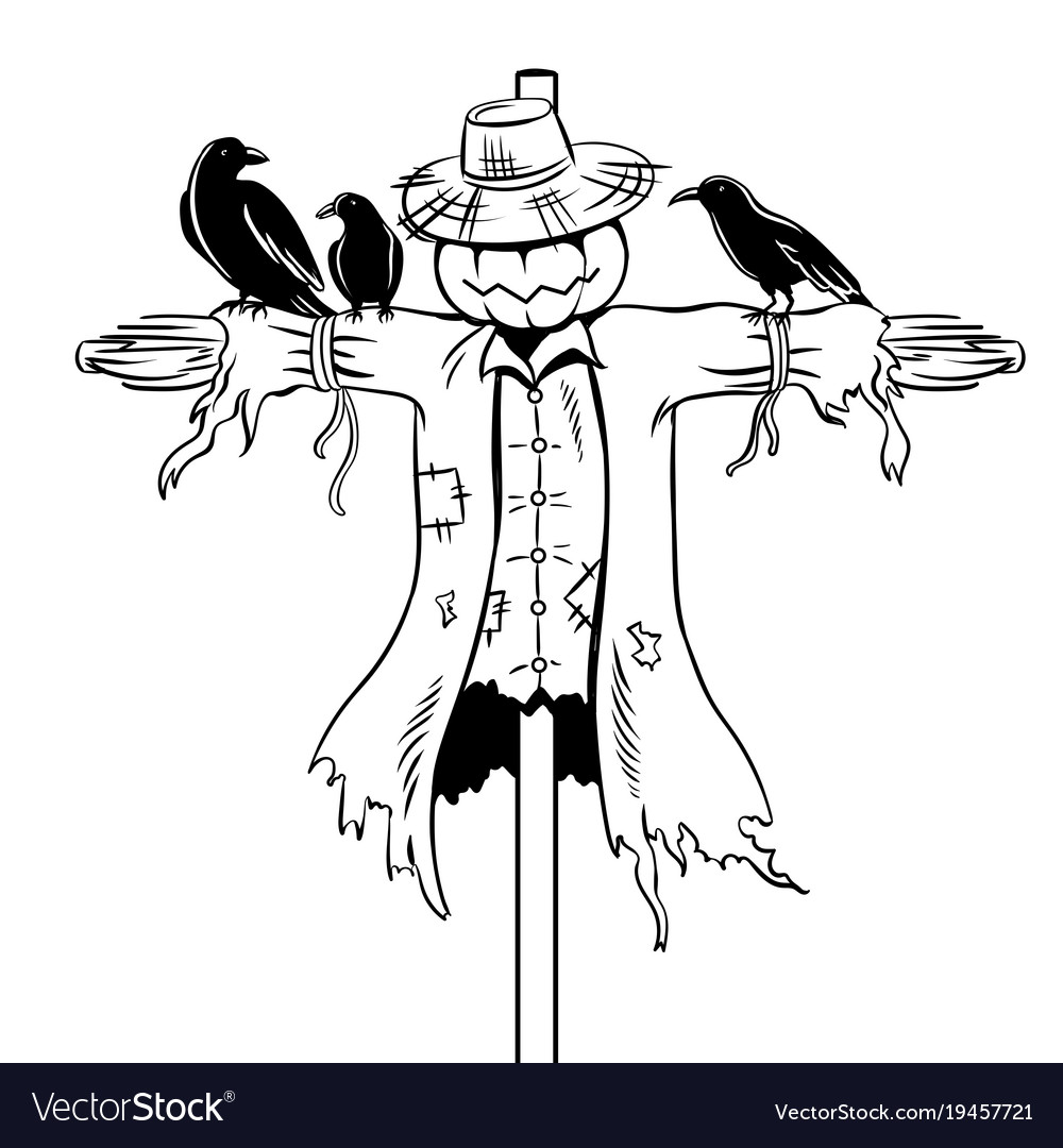 Scarecrow coloring book royalty free vector image