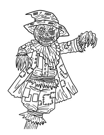 Scarecrow coloring page stock vector illustration and royalty free scarecrow coloring page clipart