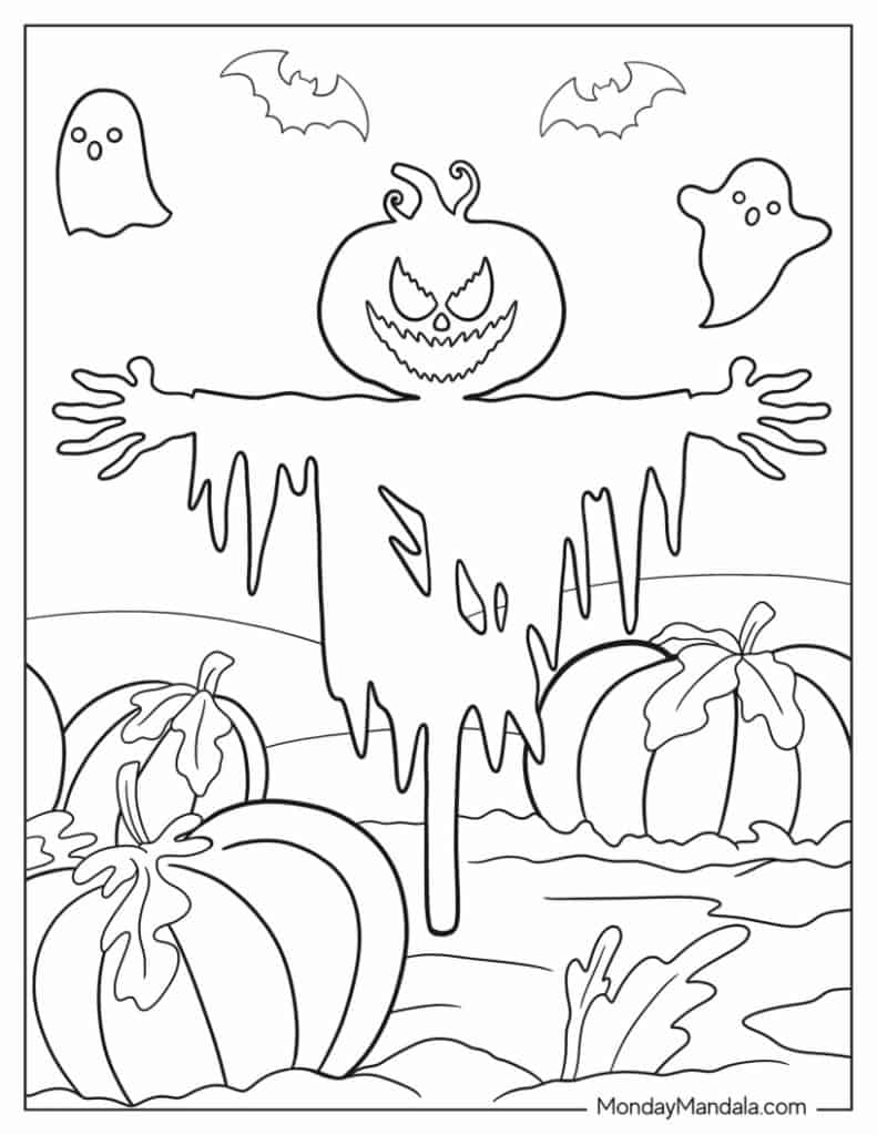 Scarecrow coloring pages free pdf printables