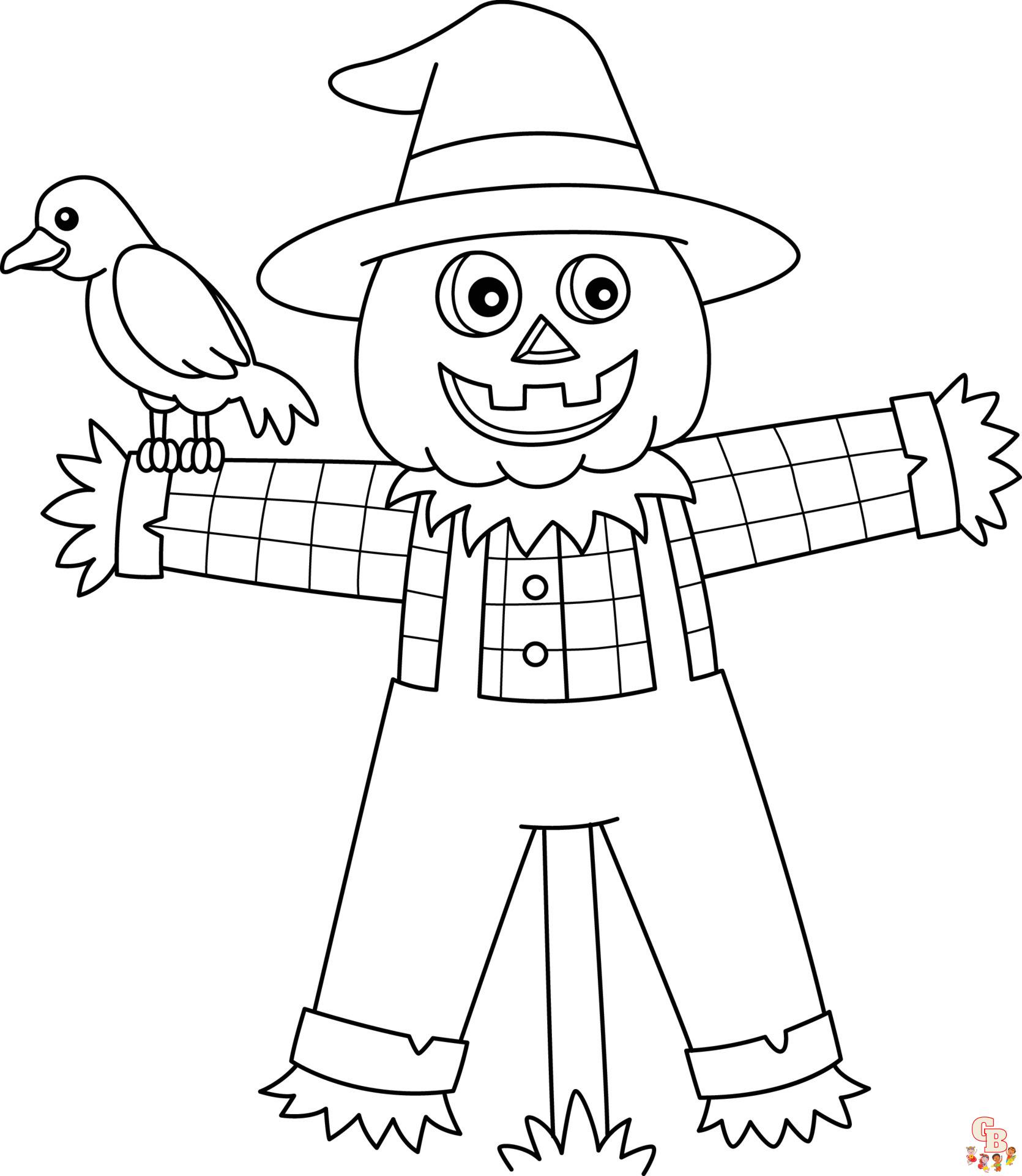 Free scarecrow coloring pages printable for kids