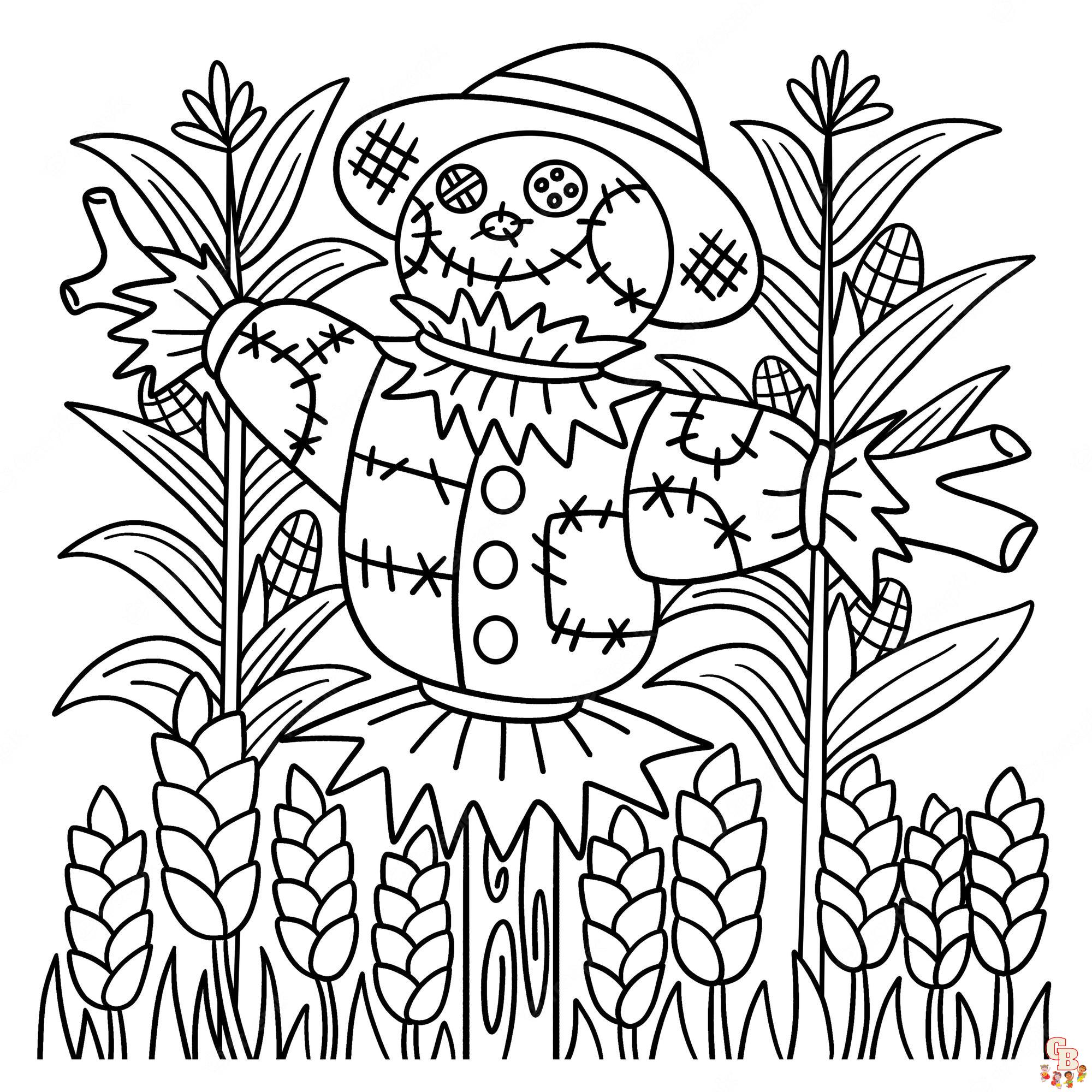 Free scarecrow coloring pages printable for kids