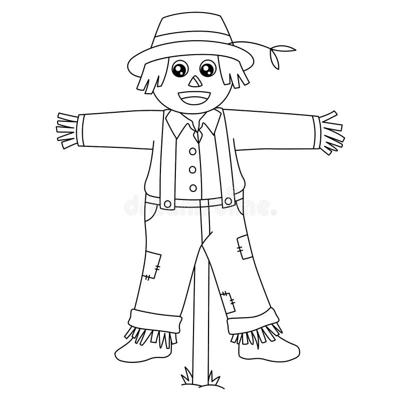 Scarecrow coloring page isolated for kids stock vector