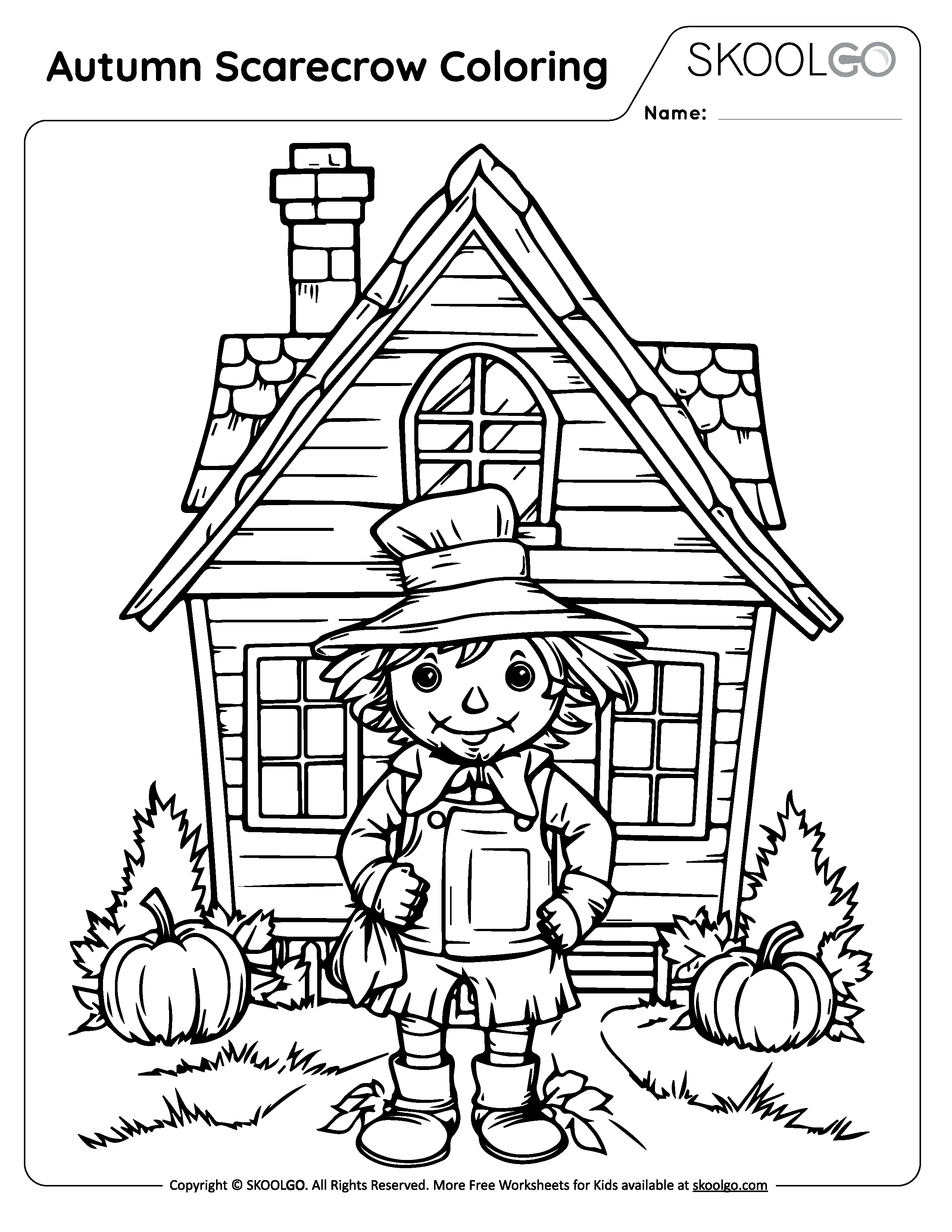 Autumn scarecrow coloring