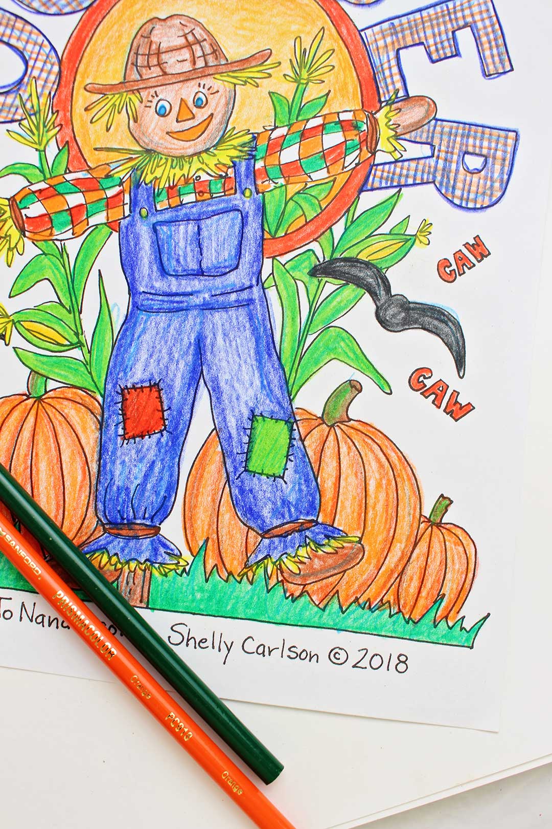 Not very scary scarecrow october coloring page