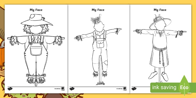 Harvest scarecrow themed blank faces template activity