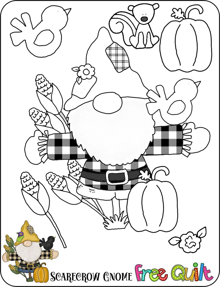 Fall scarecrow gnome template