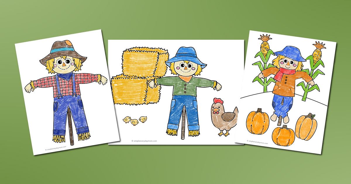 Free printable scarecrow coloring pages