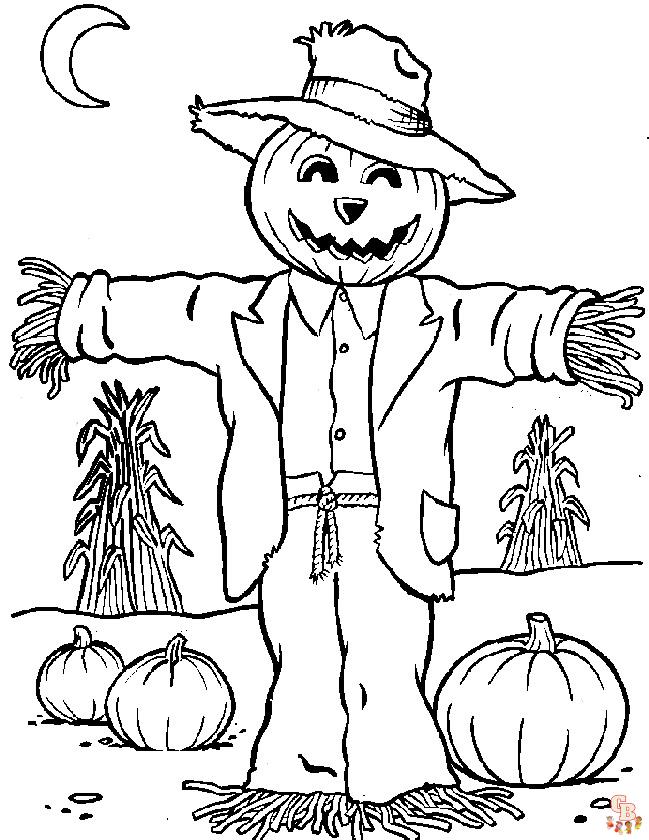 Free scarecrow coloring pages printable for kids