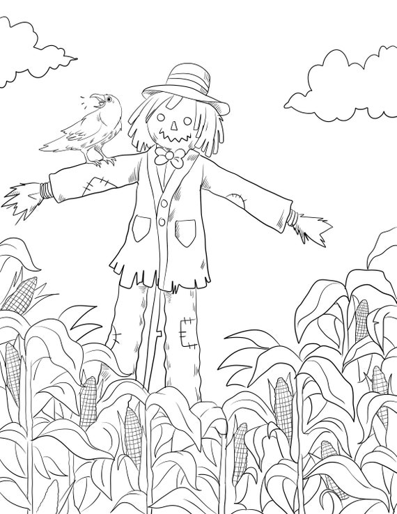 Farm scarecrow printable adult coloring page from manila shinecoloring book pages for adults and kids coloring sheets coloring designs