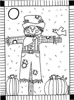 Scarecrow coloring sheet by koolkats art bin tpt