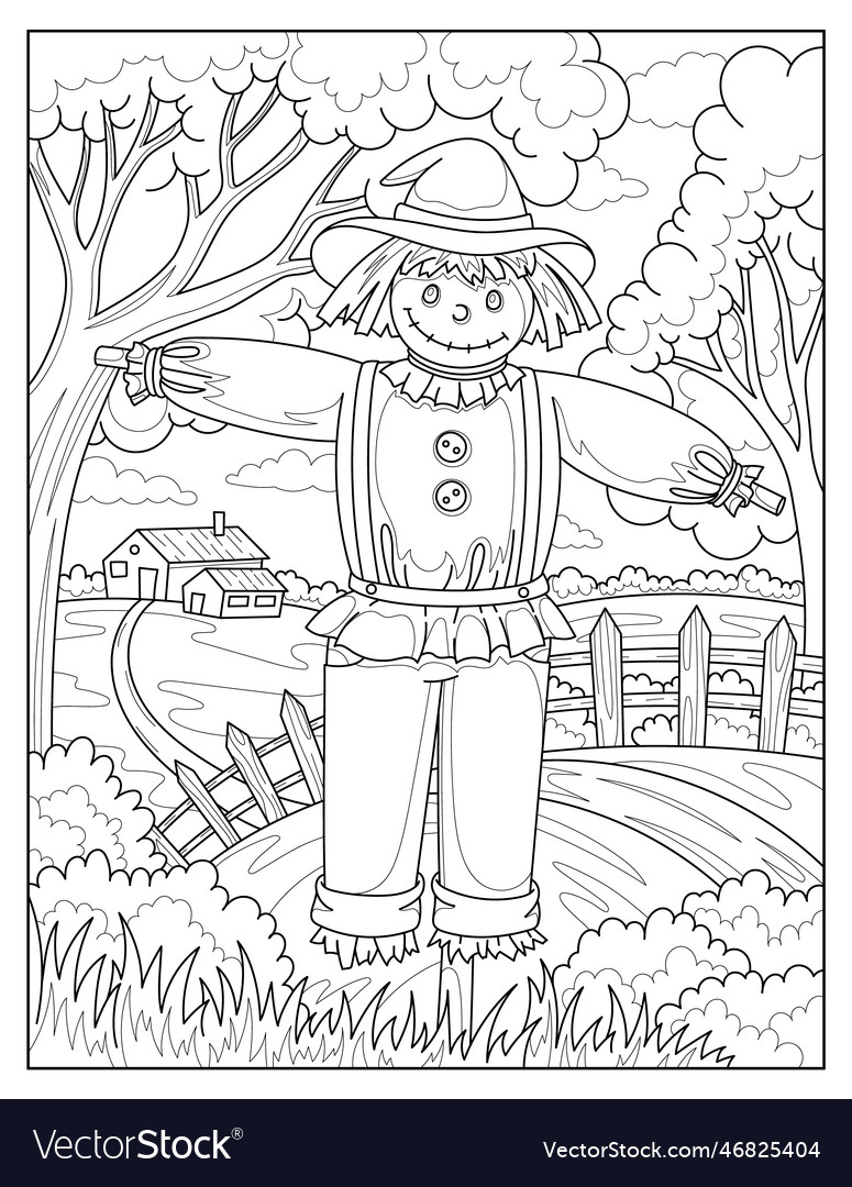 Scarecrow coloring book royalty free vector image