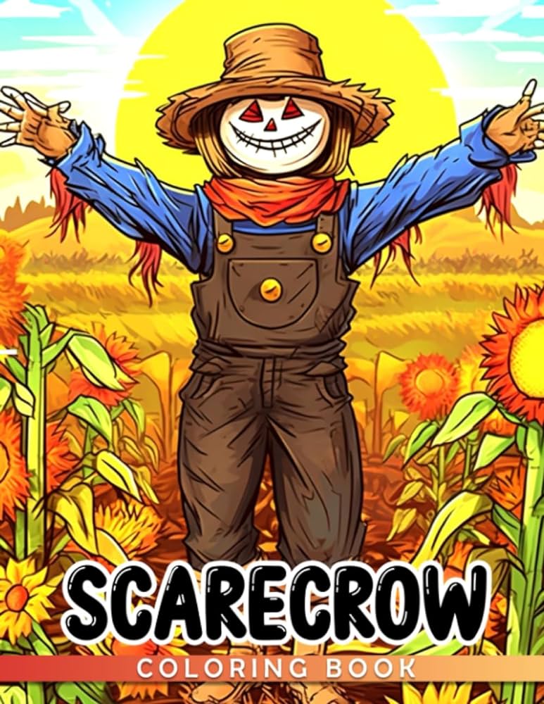 Scarecrow coloring book kawaii creepy coloring pages for all ages to unwind relax gift idea for halloween kaufman jonas books