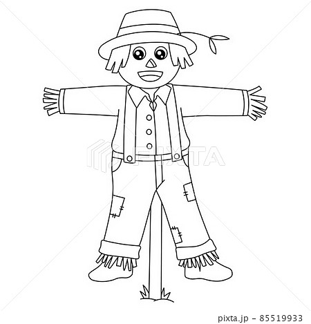 Scarecrow coloring page isolated for kids