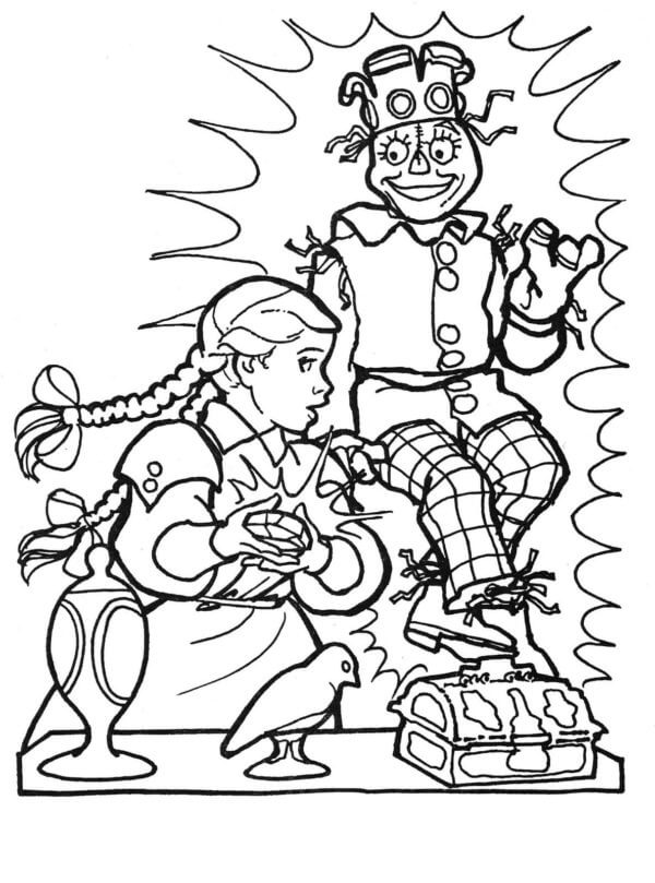 Ellie guessed the puzzle correctly so the scarecrow appeared coloring page