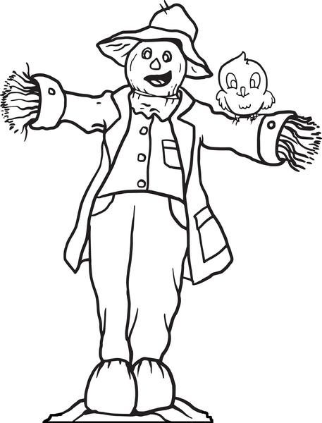 Printable scarecrow coloring page for kids â