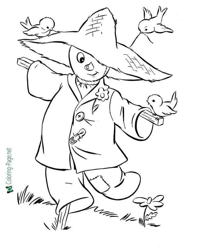 Scarecrow autumn coloring pages