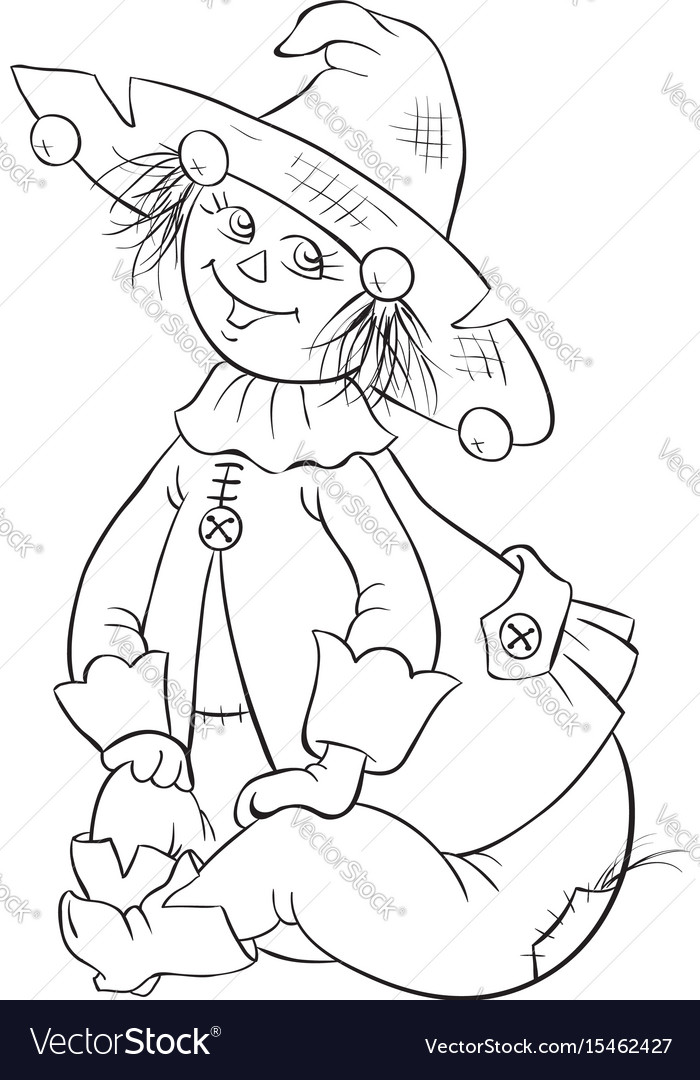 Scarecrow wizard of oz coloring page royalty free vector