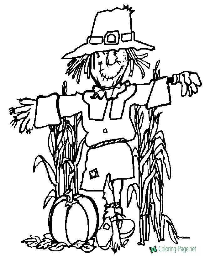 Thanksgiving coloring pages scarecrow pumpkins