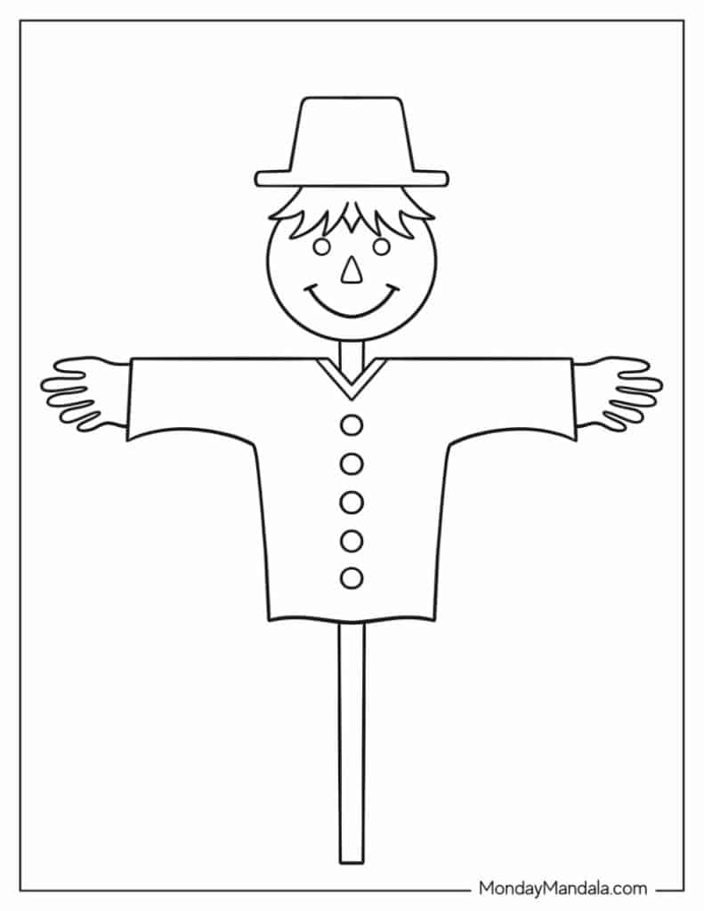 Scarecrow coloring pages free pdf printables