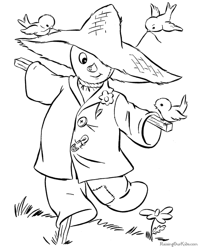 Printable scarecrow coloring page