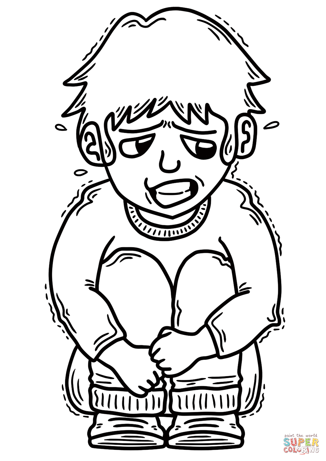 Scared boy shaking coloring page free printable coloring pages