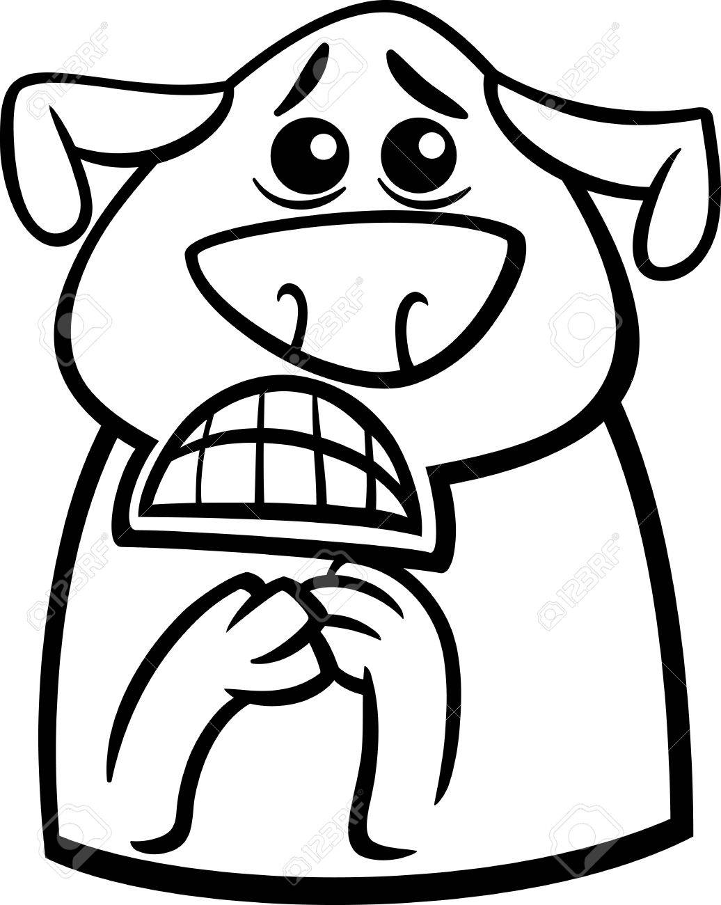 Black and white cartoon illustration of funny dog expressing terrified mood or emotion for coloring book royalty free svg cliparts vectors and stock illustration image