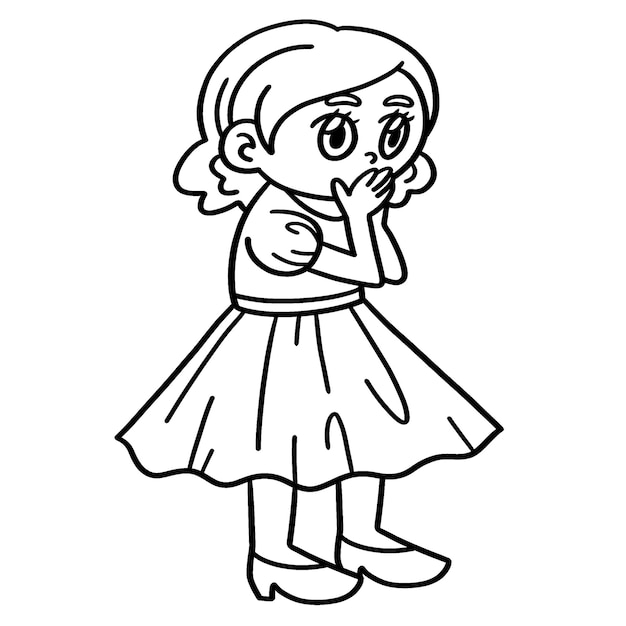 Premium vector amazed woman isolated coloring page for kids