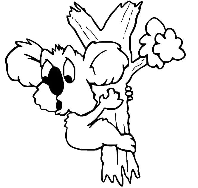 Scared koala coloring page