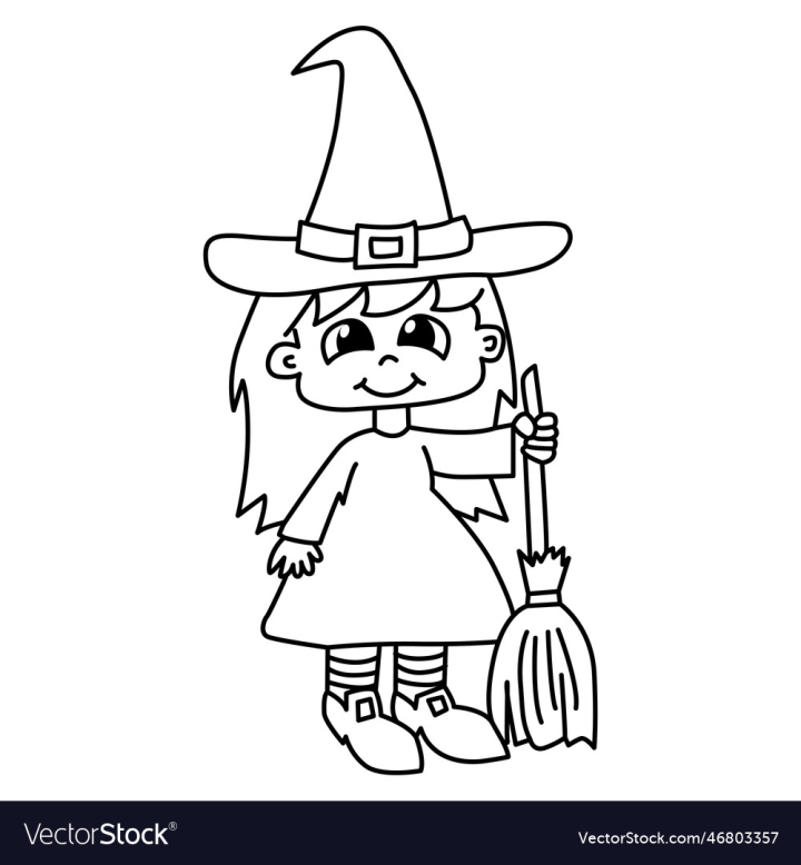 Free witches cartoon coloring page for kids