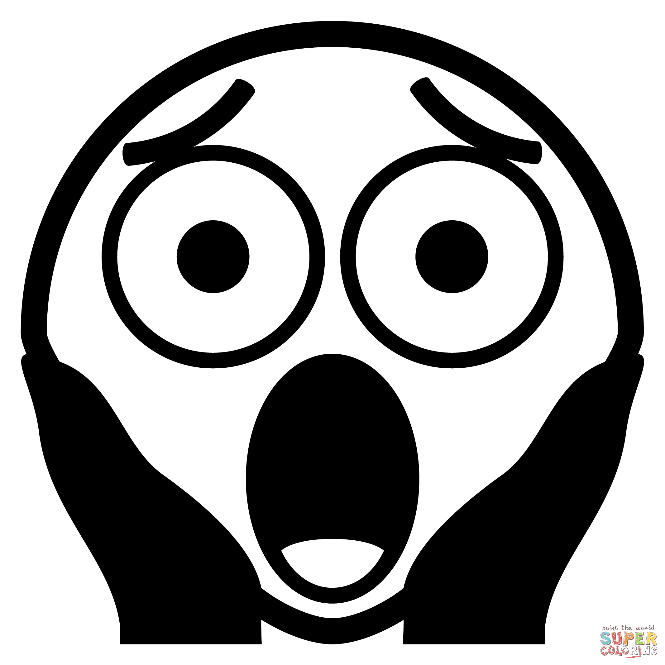 Face screaming in fear emoji coloring page free printable coloring pages