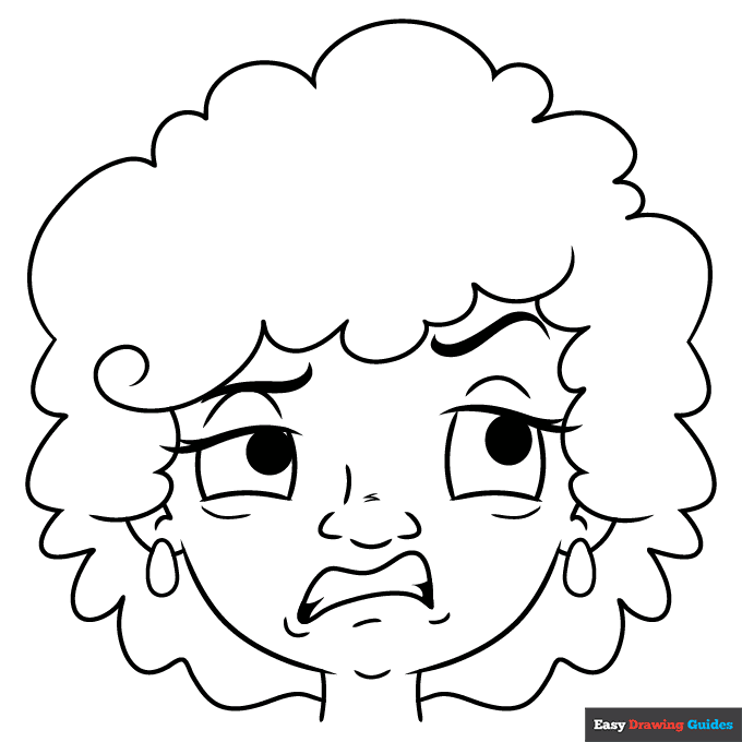 Disgusted face coloring page easy drawing guides