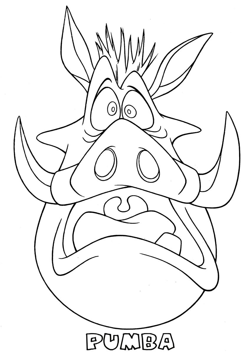 Pumba scared the lion king coloring page