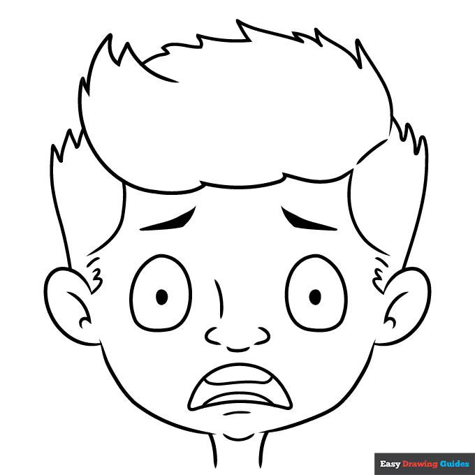 Scared face coloring page easy drawing guides