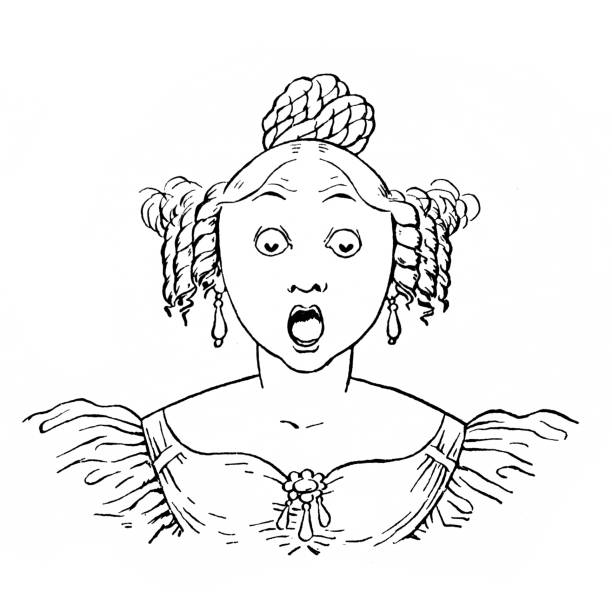 Drawing of girl scared face stock illustrations royalty