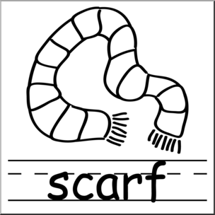 Clip art basic words scarf bw labeled i