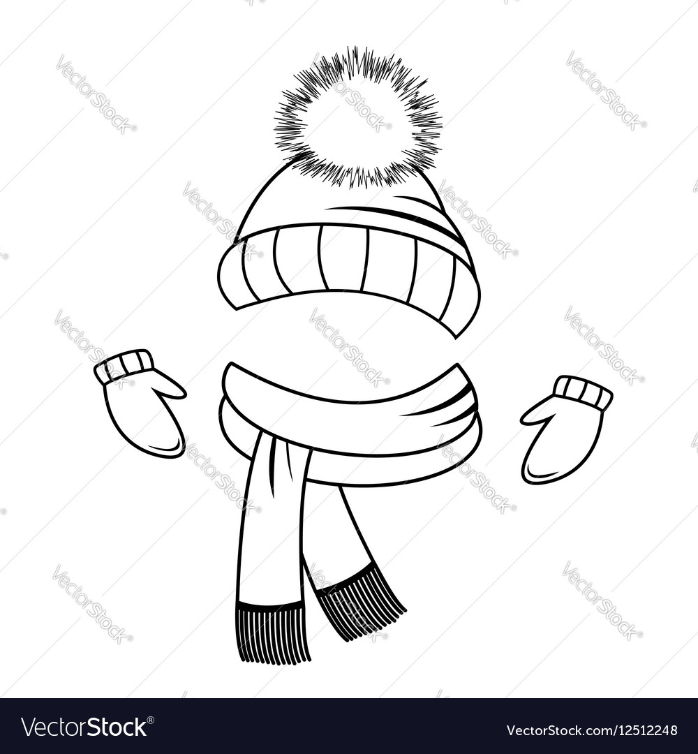 Hat scarf and mittens coloring book royalty free vector