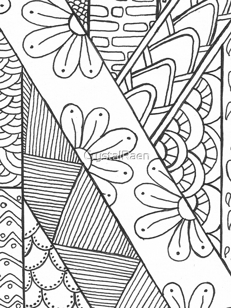 Black and white adult coloring page design scarf for sale by crystalraen