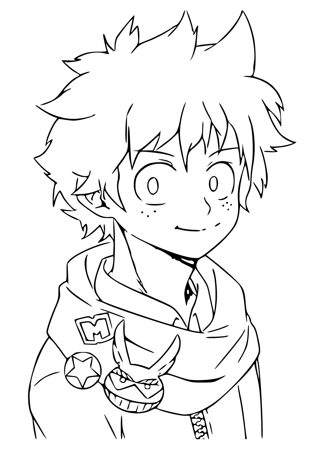 Free printable deku scarf coloring page for adults and kids