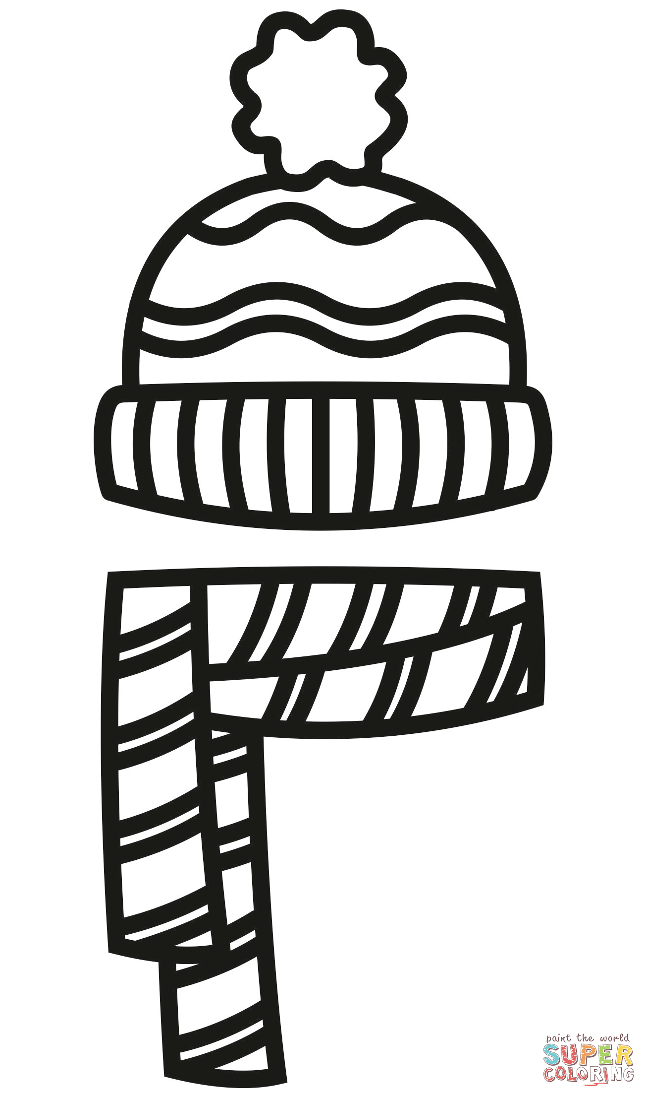 Hat and scarf coloring page free printable coloring pages