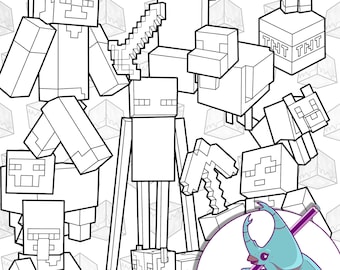 Minecraft digital colouring page