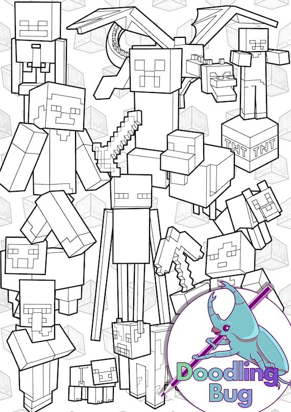 Minecraft digital colouring page