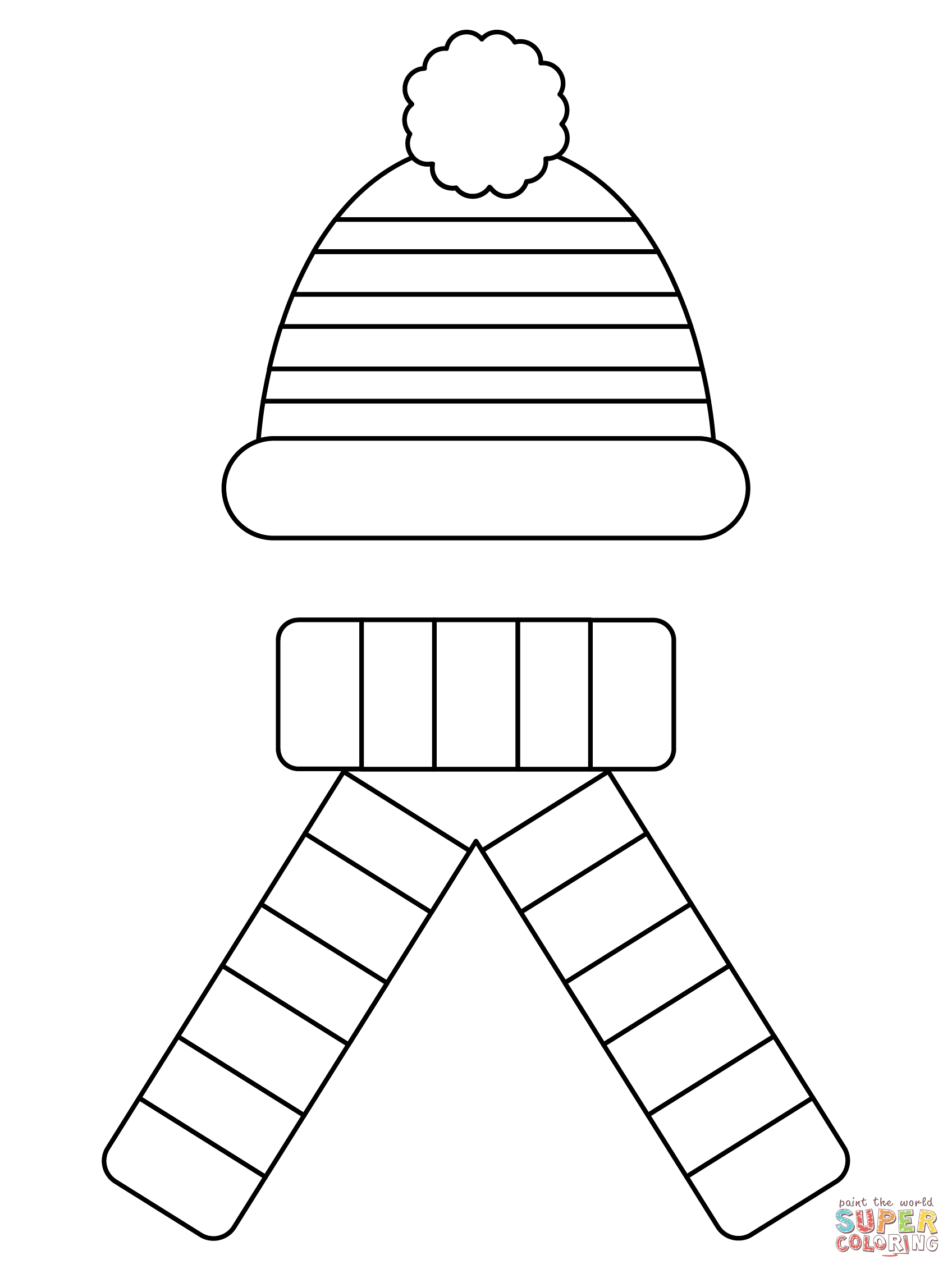 Hat and scarf coloring page free printable coloring pages