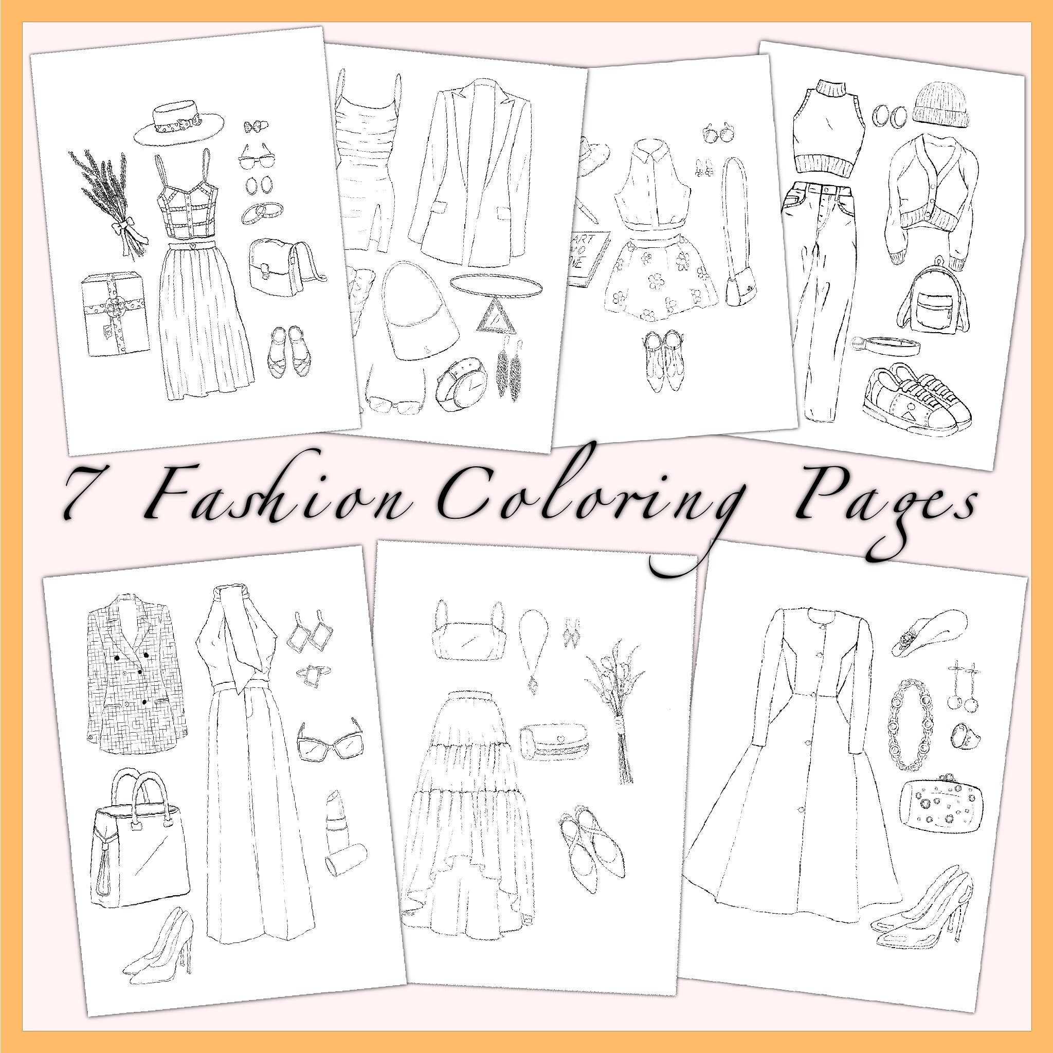 Coloring pages dresses design style outfits pdf file