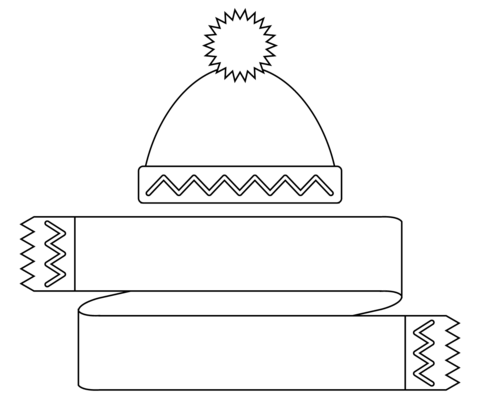 Hat and scarf coloring page free printable coloring pages