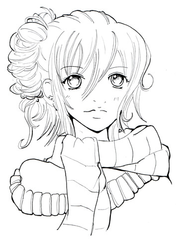 Girl with scarf coloring page free printable coloring pages