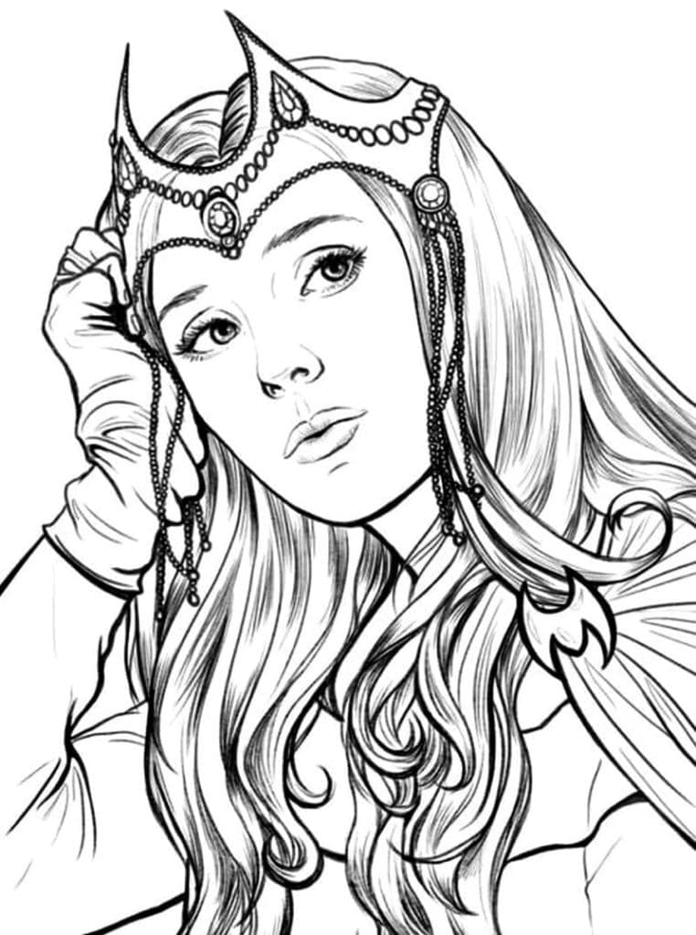 Beautiful scarlet witch coloring page