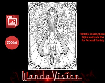 Scarlet witch coloring page wanda maximoff digital download