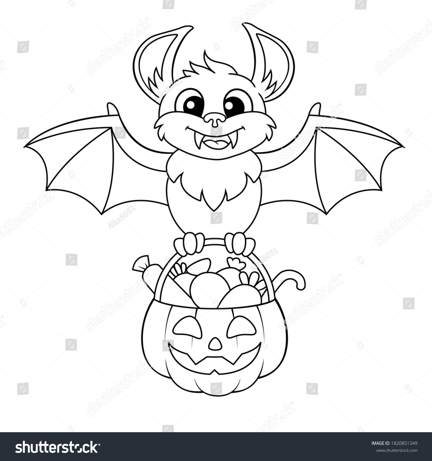 Happy halloween halloween bat holding pumpkin stock vector royalty free